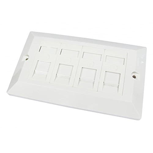 NewLink 2-Gang 4-Way Cat6 RJ45 Faceplate with Four 50 x 25 Modules, UK Specification - White - Image 2