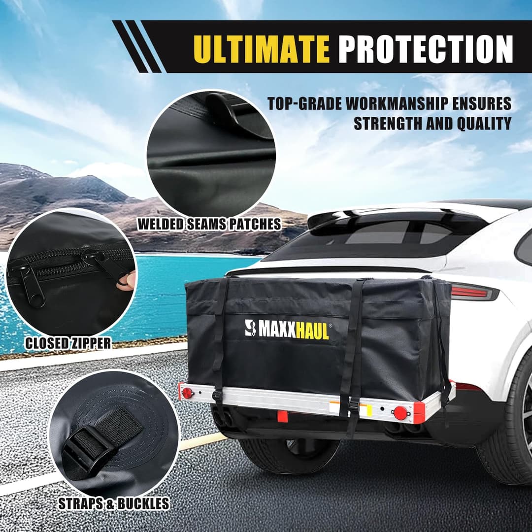 MAXXHAUL 70209 Soft Shell Cargo Carrier Bag for Hitch Mount Cargo Rack - Black - Image 6