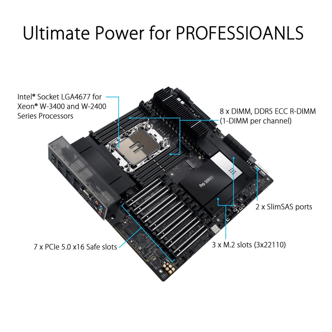 ASUS PRO WS W790E-SAGE SE Intel W790 LGA 4677 (Socket E) EEB - Image 2