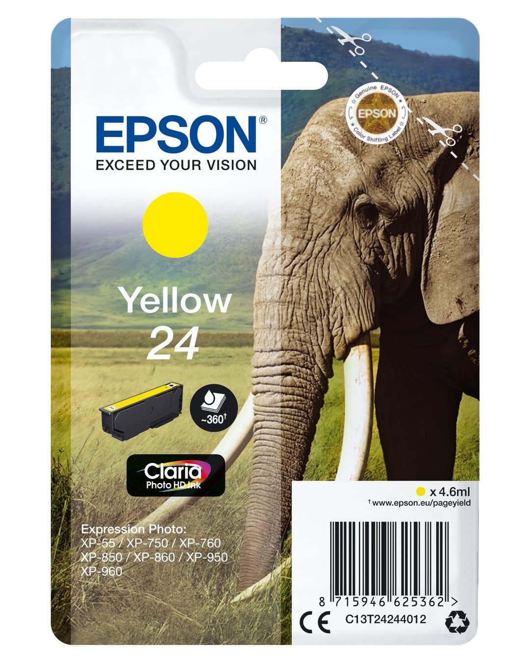 Epson C13T24244012 (24) Ink cartridge yellow 360 pages 5ml - Image 1