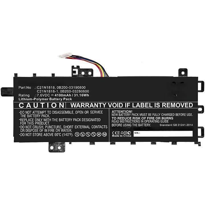 CoreParts MBXAS-BA0279 Replacement Battery for Asus A412FA Laptops (Type A), 7.6V 4100mAh 31.16Wh Li-Pol - Image 1