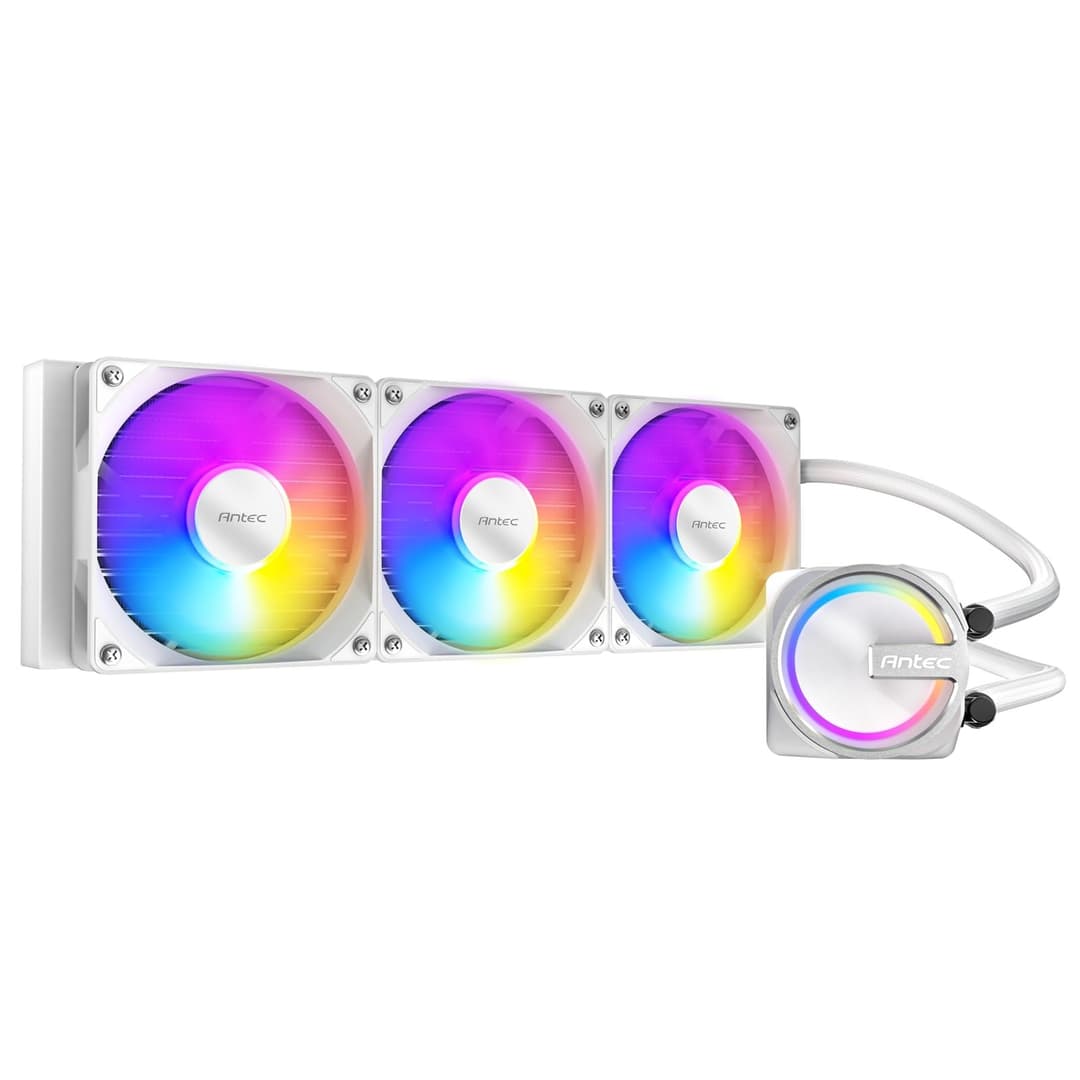 Antec Skeleton 360 ARGB White Liquid CPU Cooler, 360mm Radiator, High-Performance Pump, 3 x 120mm PWM ARGB Fans, Copper Base, Intel LGA 115X/1200/1700/20XX, AMD AM4/AM5, White - Image 1