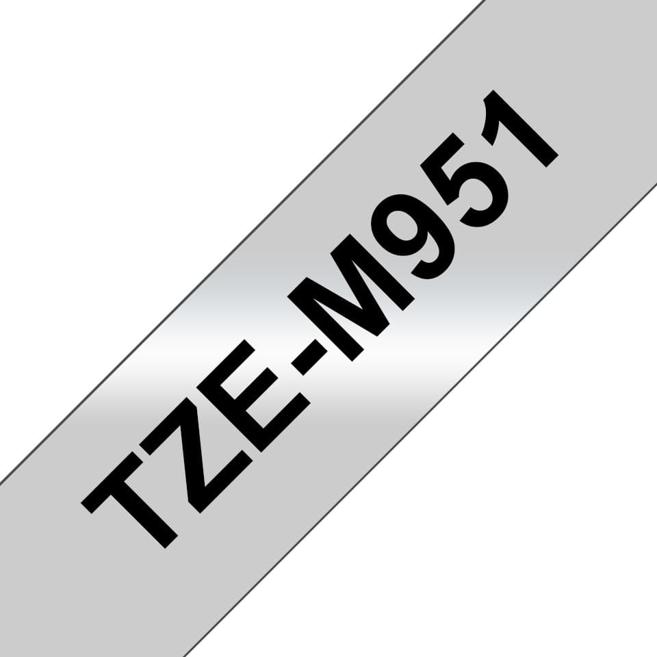 Brother TZe P-touch Laminated Labelling Tape Black on Matte Silver 8m - 24mm - Image 1