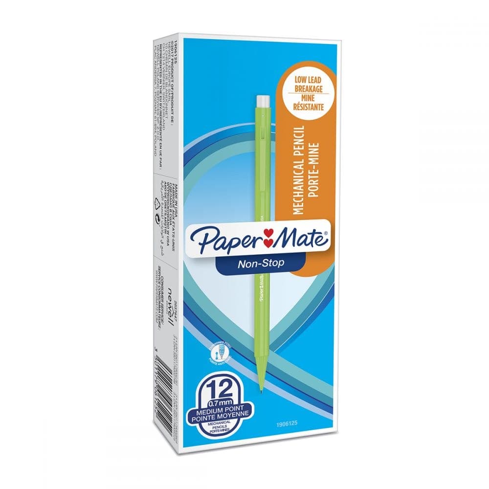 Paper Mate 1906125 Mechanical Pencil 0.7mm, HB 2 Assorted Neon Barrel Colours Box of 12 - Image 1