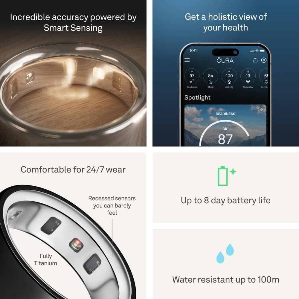 Oura Ring 4 Smart Ring - Black, Size 4 - Image 5