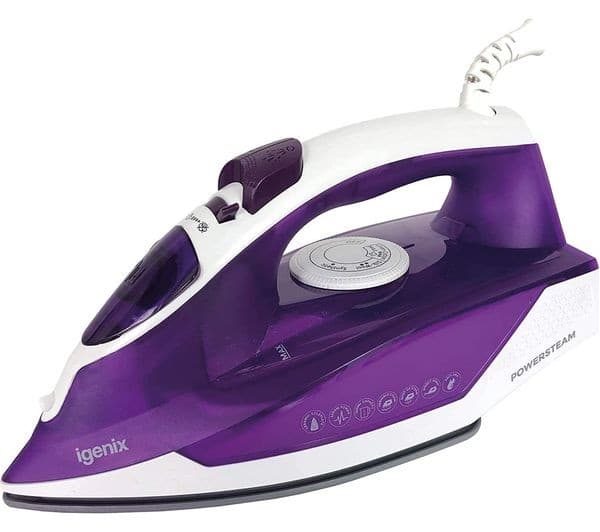 IGENIX PowerSteam IG3122 Steam Iron - White & Purple - Image 1