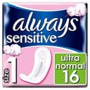 Always Sensitive Normal Ultra Sanitary Towels, 16 Pads thumbnail 1