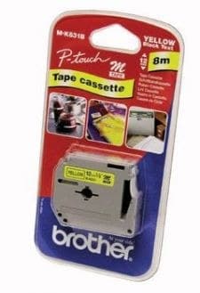 Brother MK631BZ Black on Yellow 8M x 12mm Plastic Tape - Image 1