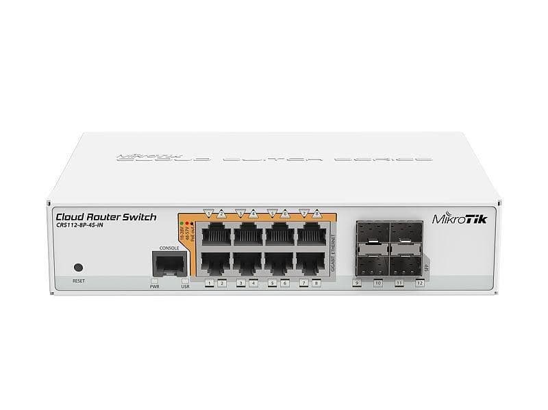 MikroTik CRS112-8P-4S-IN Cloud Router Switch, 8x Gigabit PoE-out, 4x SFP, RouterOS L5 - Image 1