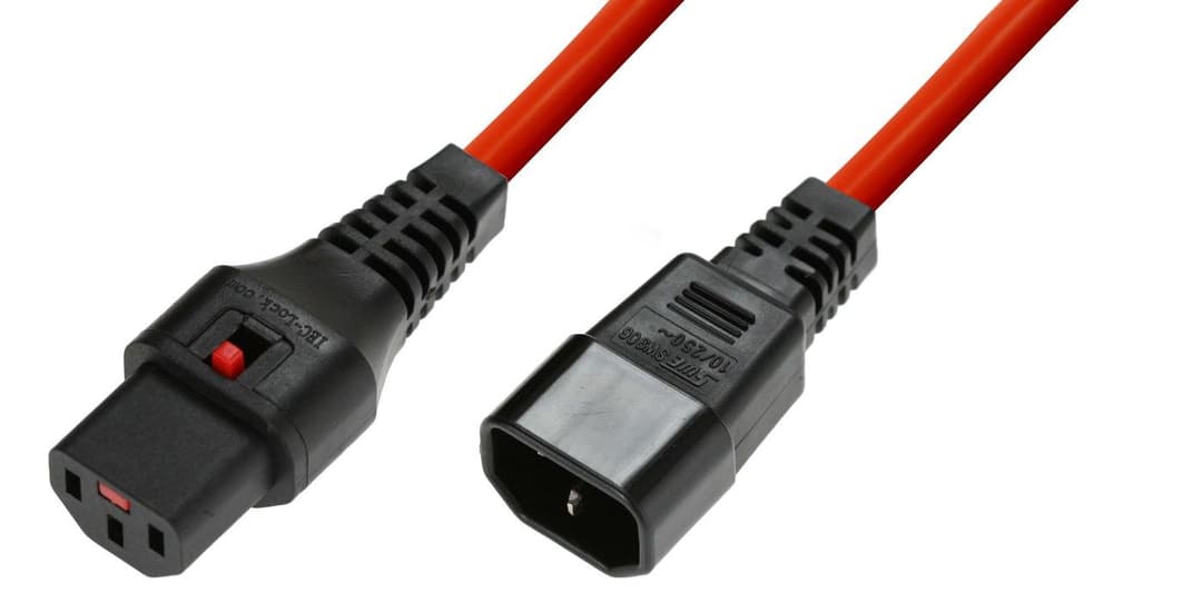 Microconnect Power Cord C13 IEC Lock to C14 - 3m Red - Image 1