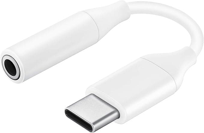 USB-C to 3.5mm Jack Audio Adapter Samsung White Compact Quality Sound - Image 1