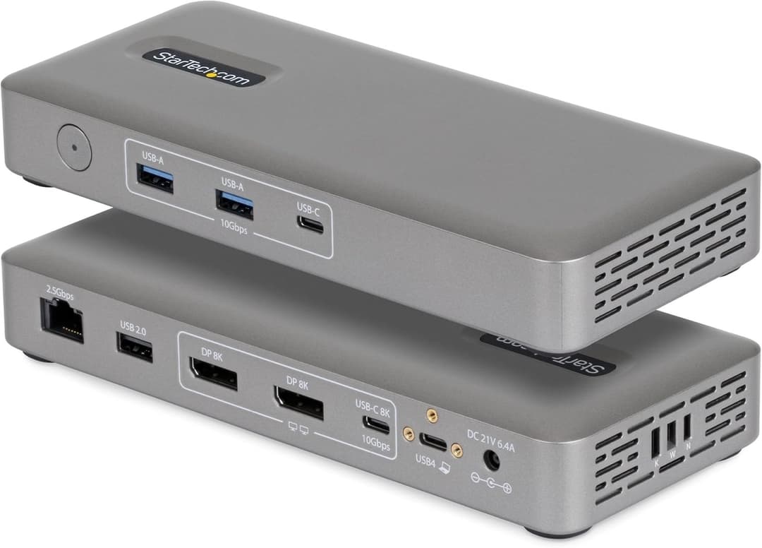 StarTech USB4 Universal Dock Dual 4K 144Hz 8K 60Hz DisplayPort 100W Passtrough - Image 1